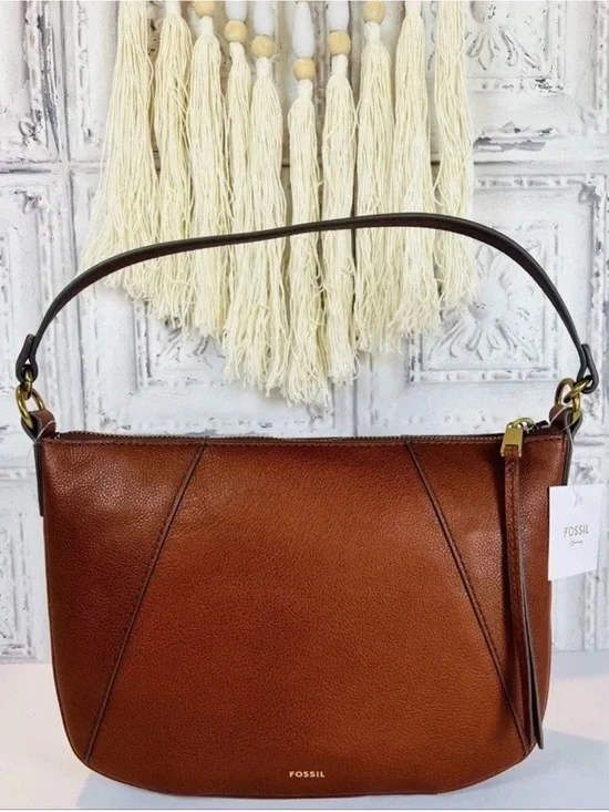 Fossil Skylar Leather Crossbody Purse Brandy Brown Bag Womens NWT Classic Boho - Picture 4 of 17